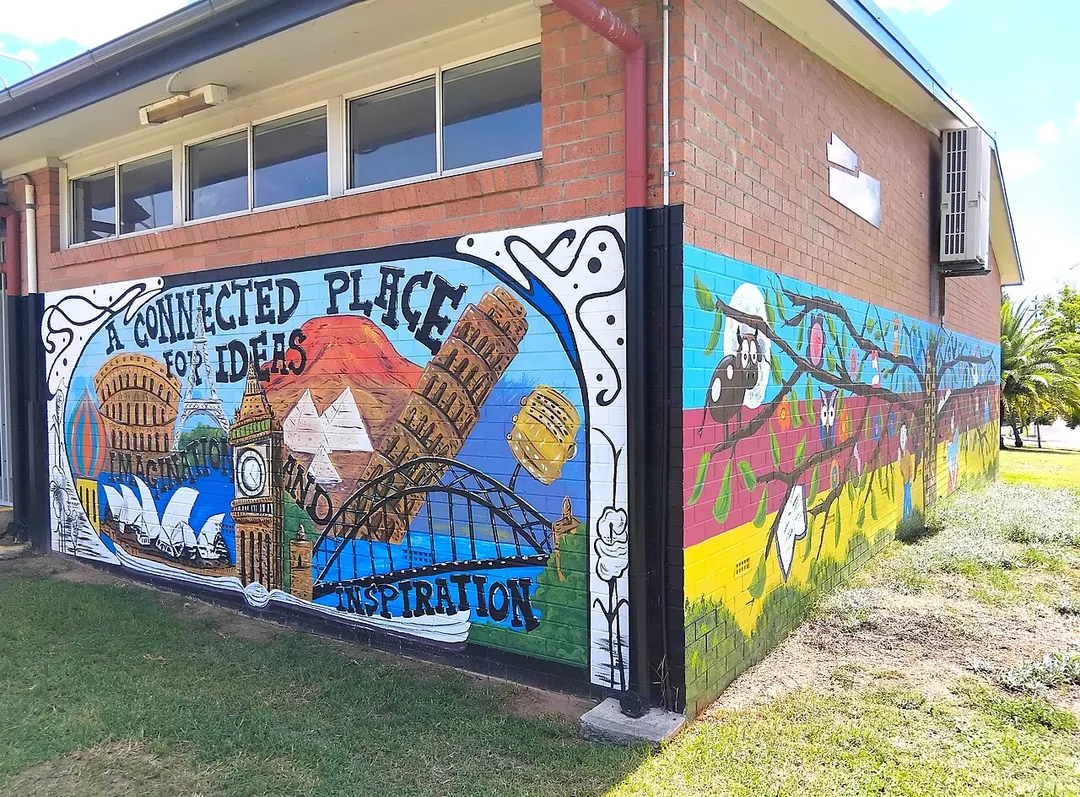 One of the murals on the outside of Lalor park library