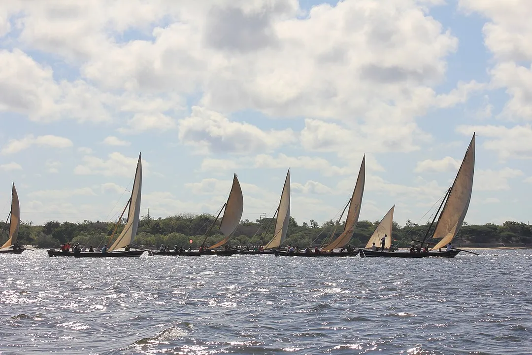 The photo displays the dhows competition which is being held every year around November at Lamu island. The dhows are also one of the main transportation tools used in Lamu county.