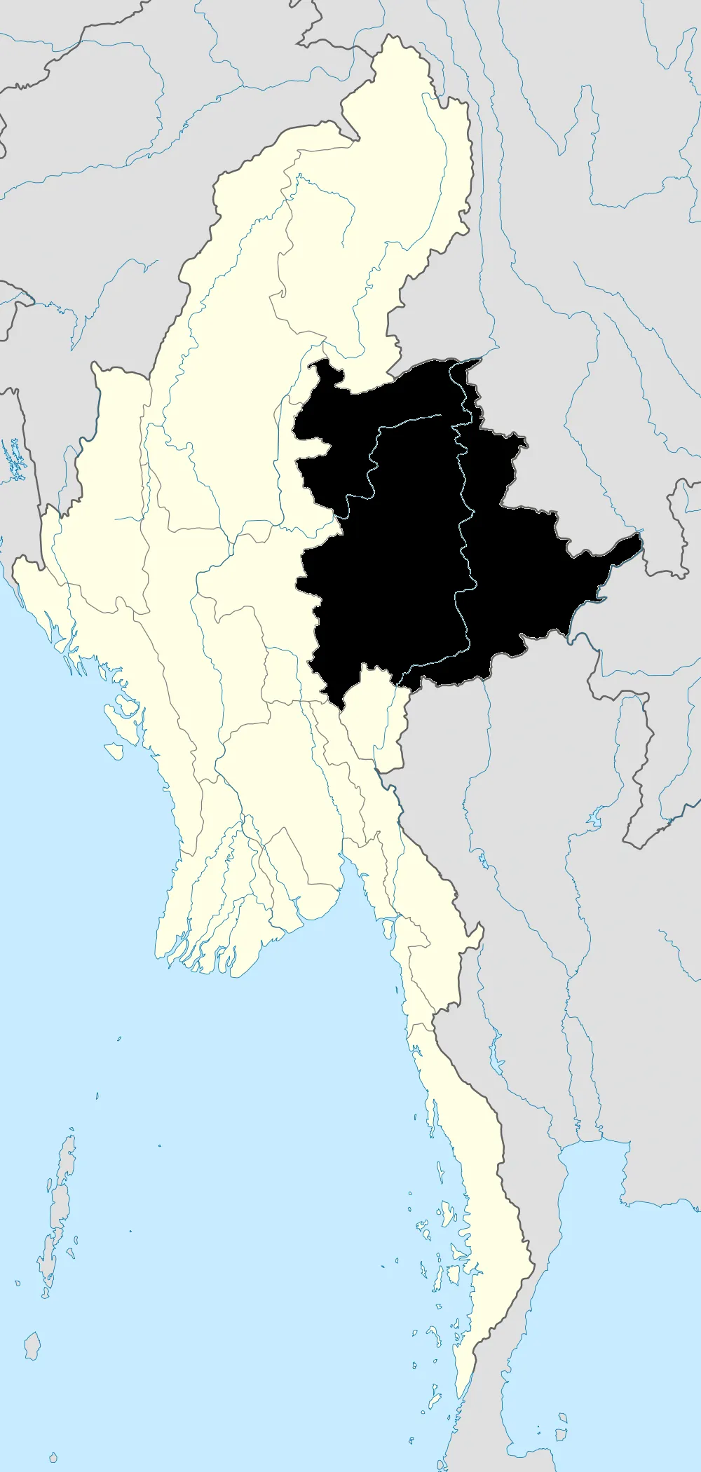 Map showing Magway Region in Burma