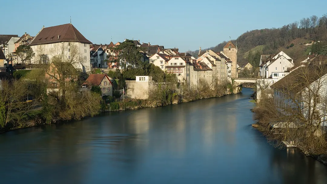 City of Brugg, Canton Aargau, Switzerland: View from the Casino Bridge