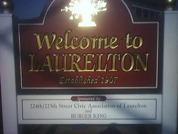 A photo I took of the Laurelton sign in Queens, New York City, New York.