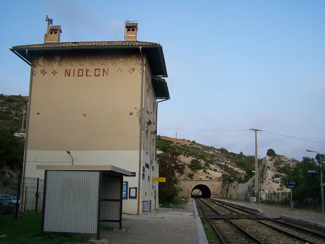 Sight on Niolon railway station, on the Côte bleue near Marseille, Bouches-du-Rhône, France.