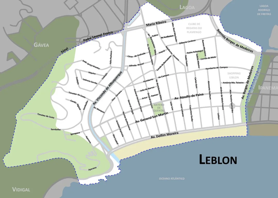 Mapa de Leblon, Rio de Janeiro, Brasil