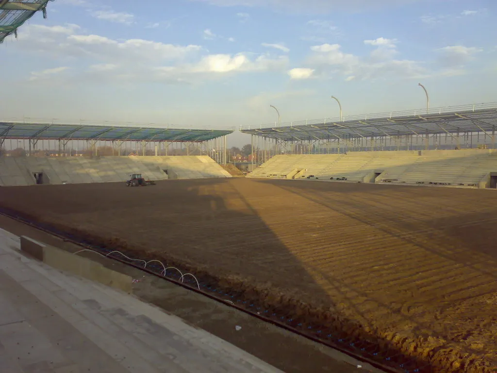 Leigh Sports Village stadium during early stages of construction