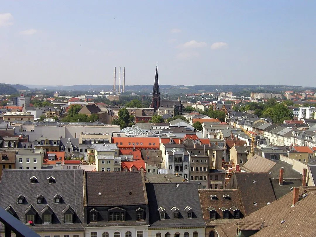Blick vom Rathausturm über Gera