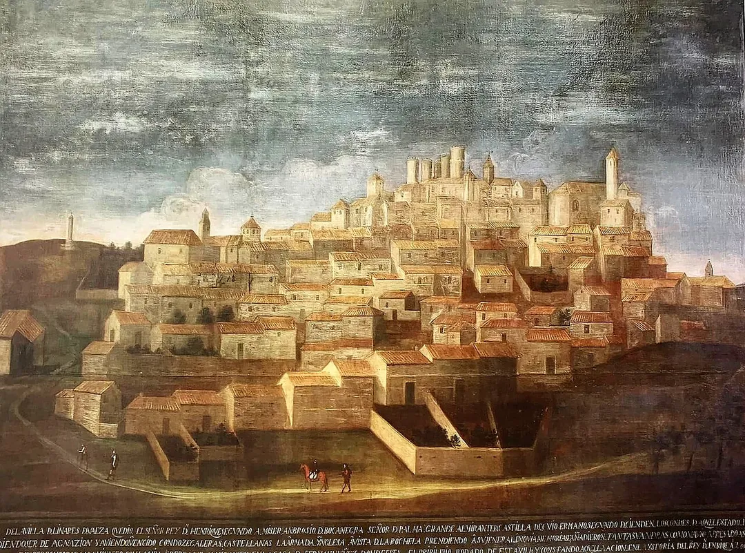 Reproducción de una pintura original de la ciudad de Linares en el siglo XVII, por un pintor anónimo