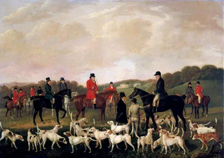 An Oil on Canvas painting of the Llanharan Hunt, dated 1840. The painting depicts Richard Hoare Jenkins, (mounted on black horse to the right) of Llanharan House, squire of the hunt. The picture is now owned by the National Museum of Wales, purchased by them in 1954.