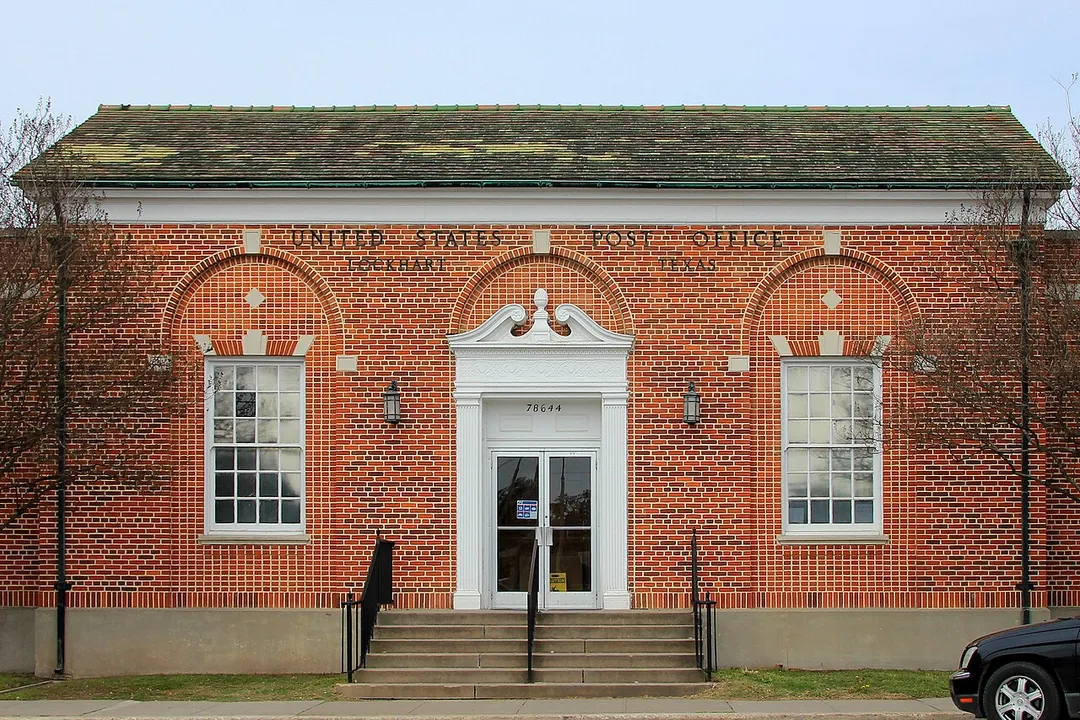 The United States Post Office in Lockhart, Texas, United States. The post office was constructed with New Deal funds in 1936.