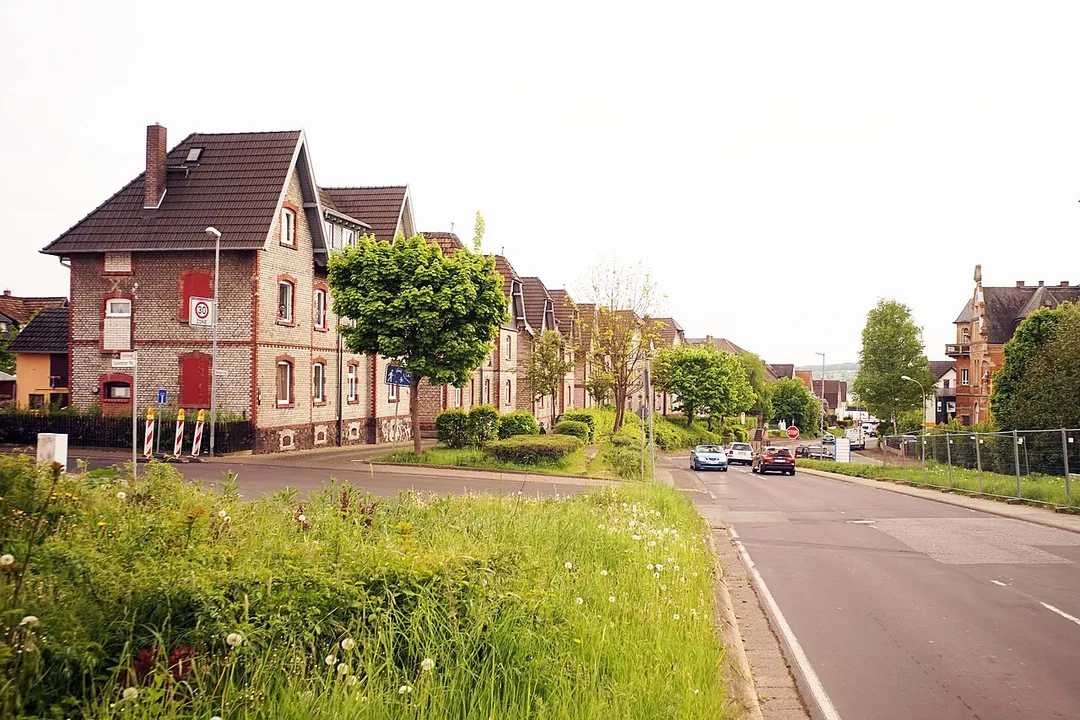 showing historical buildings constructed by the Buderus Eisenwerke. On the right the building called "Landsknecht"
