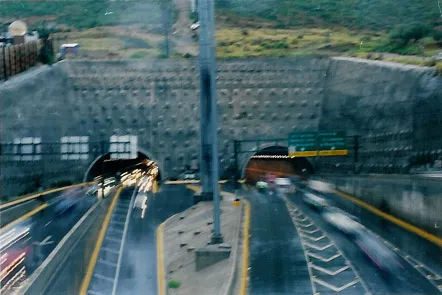 View of both tunnels from their southern entrances (San Pedro Garza Garcia).