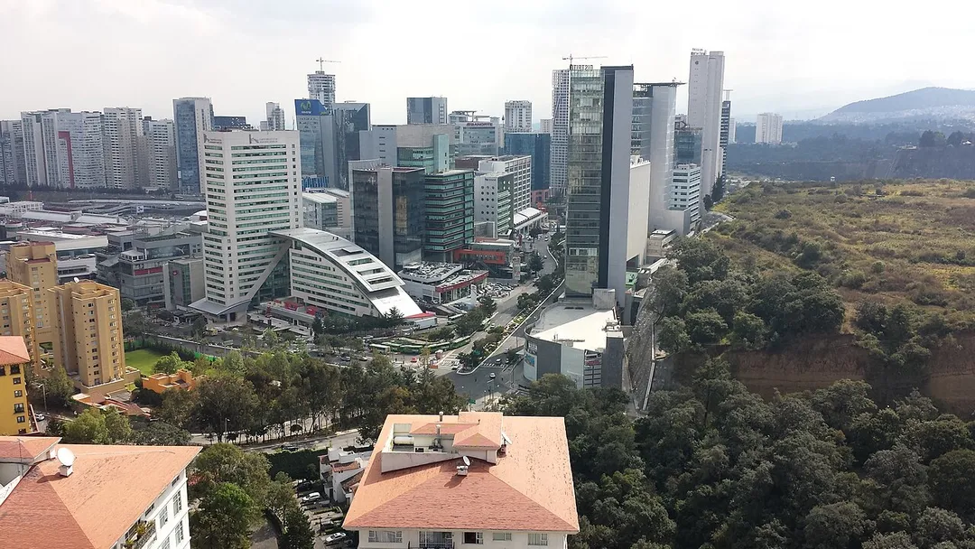 It's Mexico City's area called Santa Fe, which is full of big companies' HQ buildings.