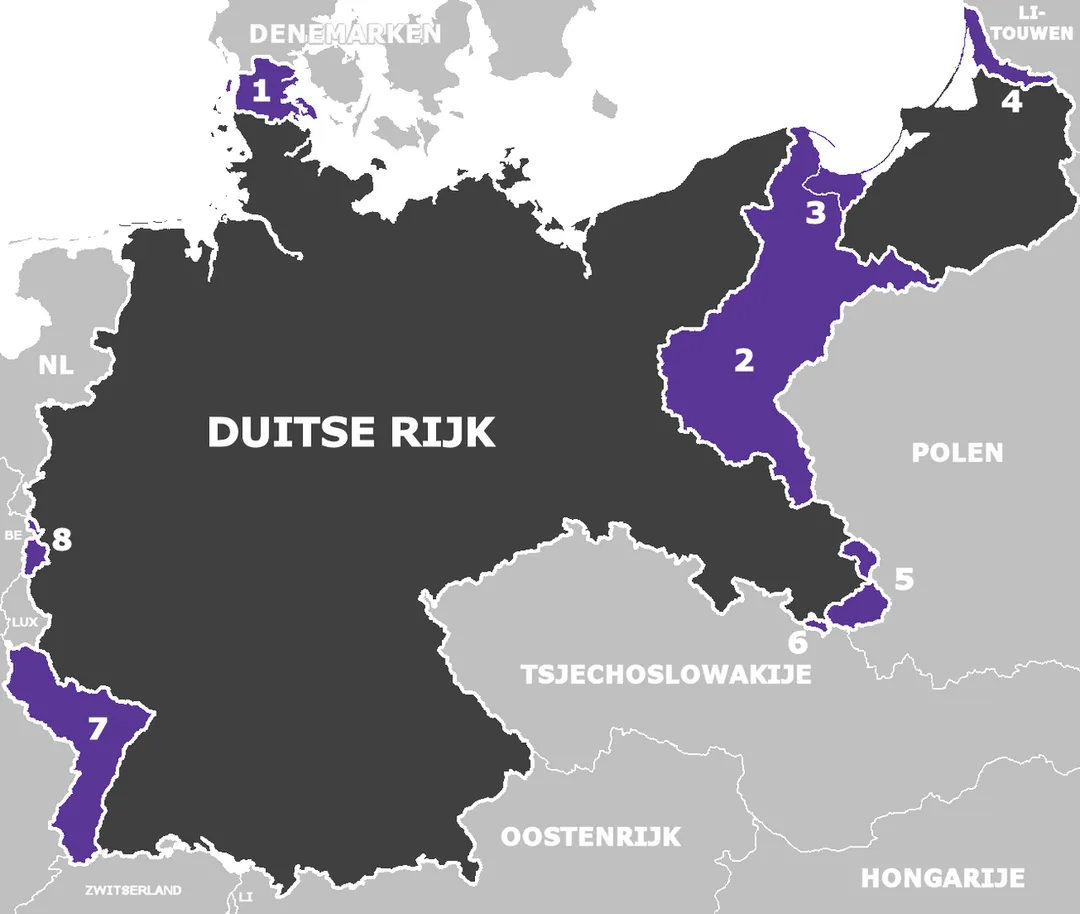 Germany in 1923 and the territorial losses of the Treaty of Versailles (in dutch)