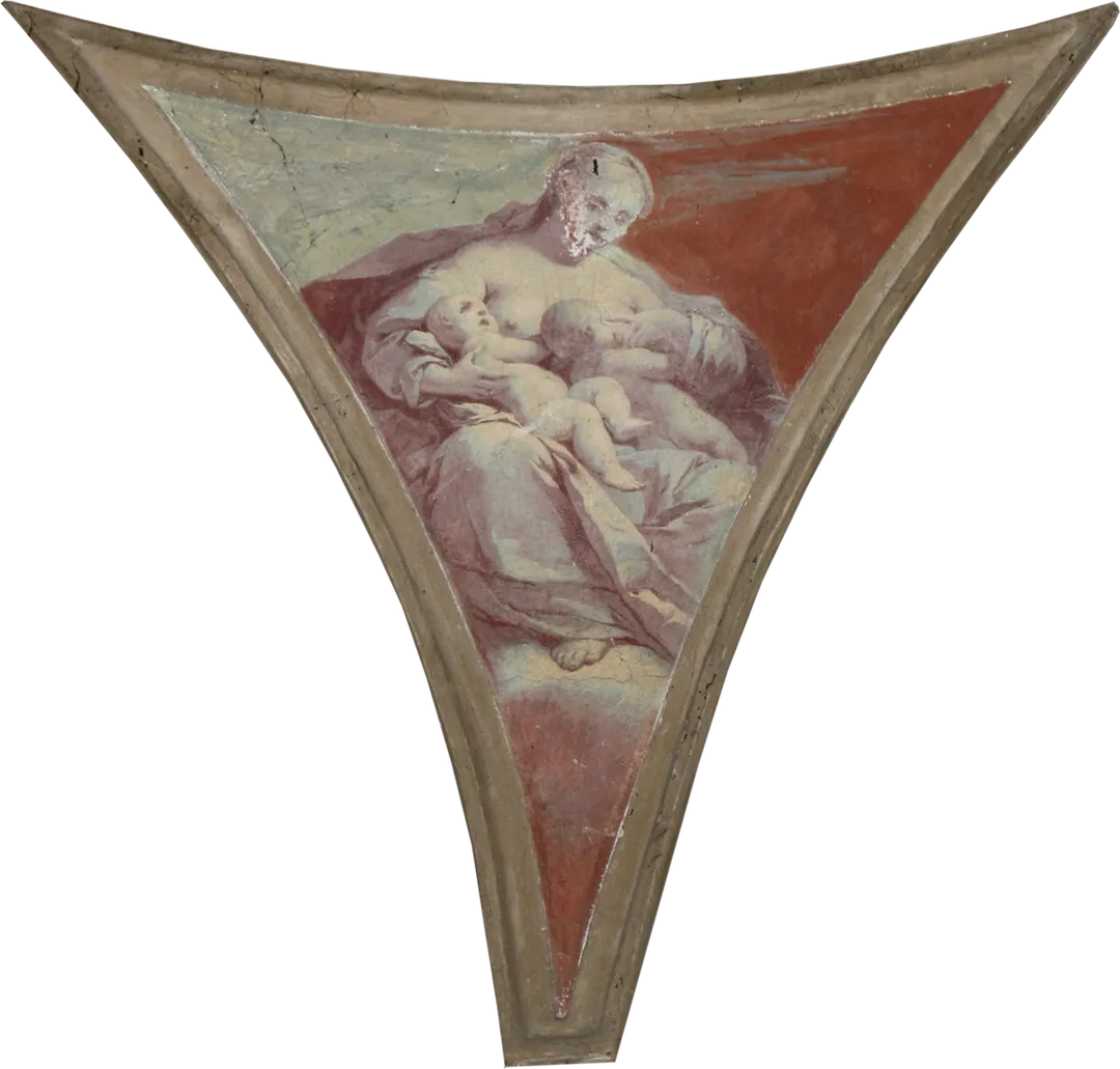 Affresco di Biagio Bellotti realizzato su uno dei quattro pennacchi della cappella dedicata al Crocifisso e a San Carlo presso la chiesa dei Santi Pietro e Paolo antica a Lonate Ceppino. Il soggetto rappresentato è la figura allegorica della Carità.