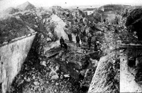 Fort Loncin after the German bombardments in the Battle of Liège, Belgium, 5-16 August 1914.