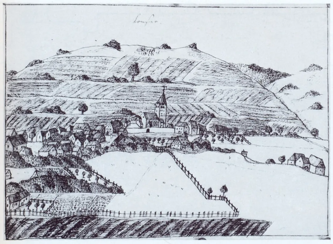 View of Lonsee, ink on paper, private property of the family Köpf, Gasthaus Löwenbrauerei Lonsee.
