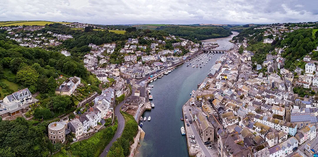 looe cornwall uk aerial panorama 2017