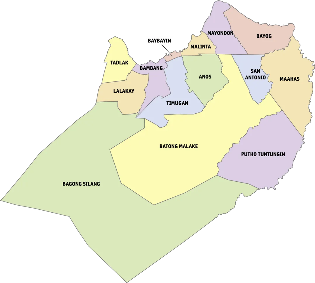 Political map of Los Baños, Laguna