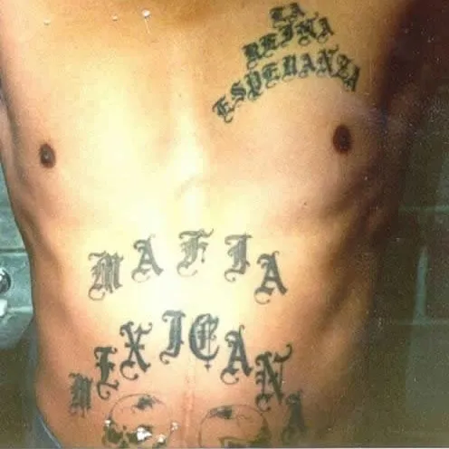 Mexican Mafia tattoo.