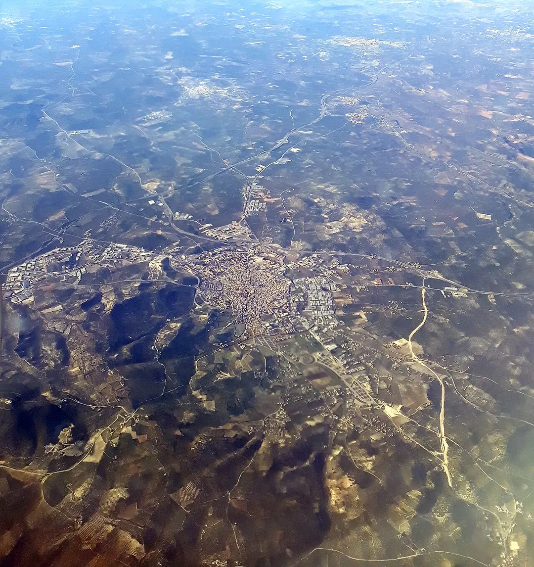 Aerial photograph of Lucena, in the Córdoba province in Spain, taken in January 2019