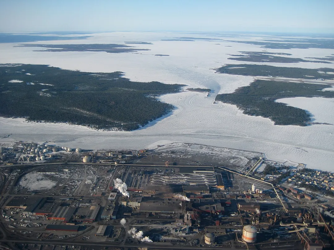 Industrial district of Luleå facing the Gulf of Bothnia (Norrbotten County, Sweden)