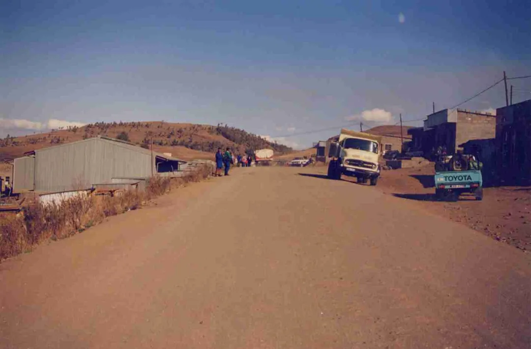 Main street of Thaba-Tseka, Lesotho