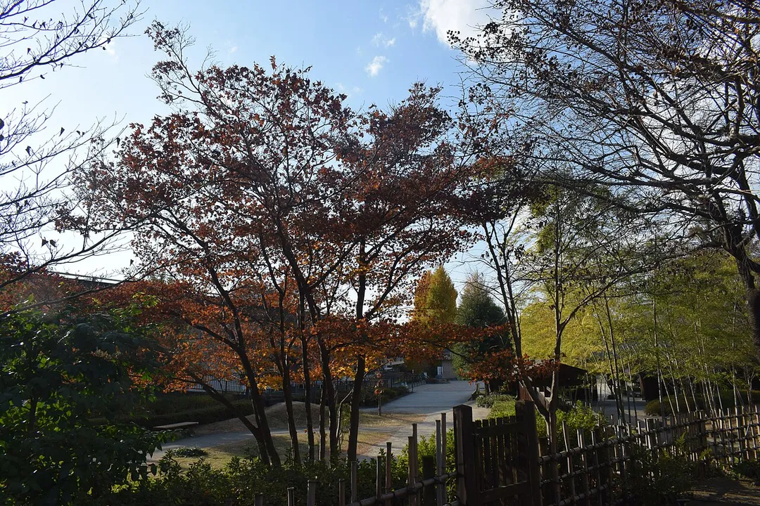 View of the Japanese garden in Maebashi Park, Japan