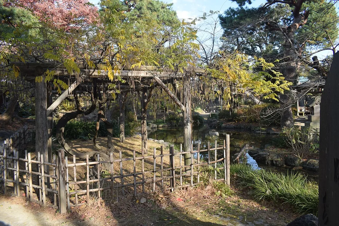 View of the Japanese garden in Maebashi Park, Japan