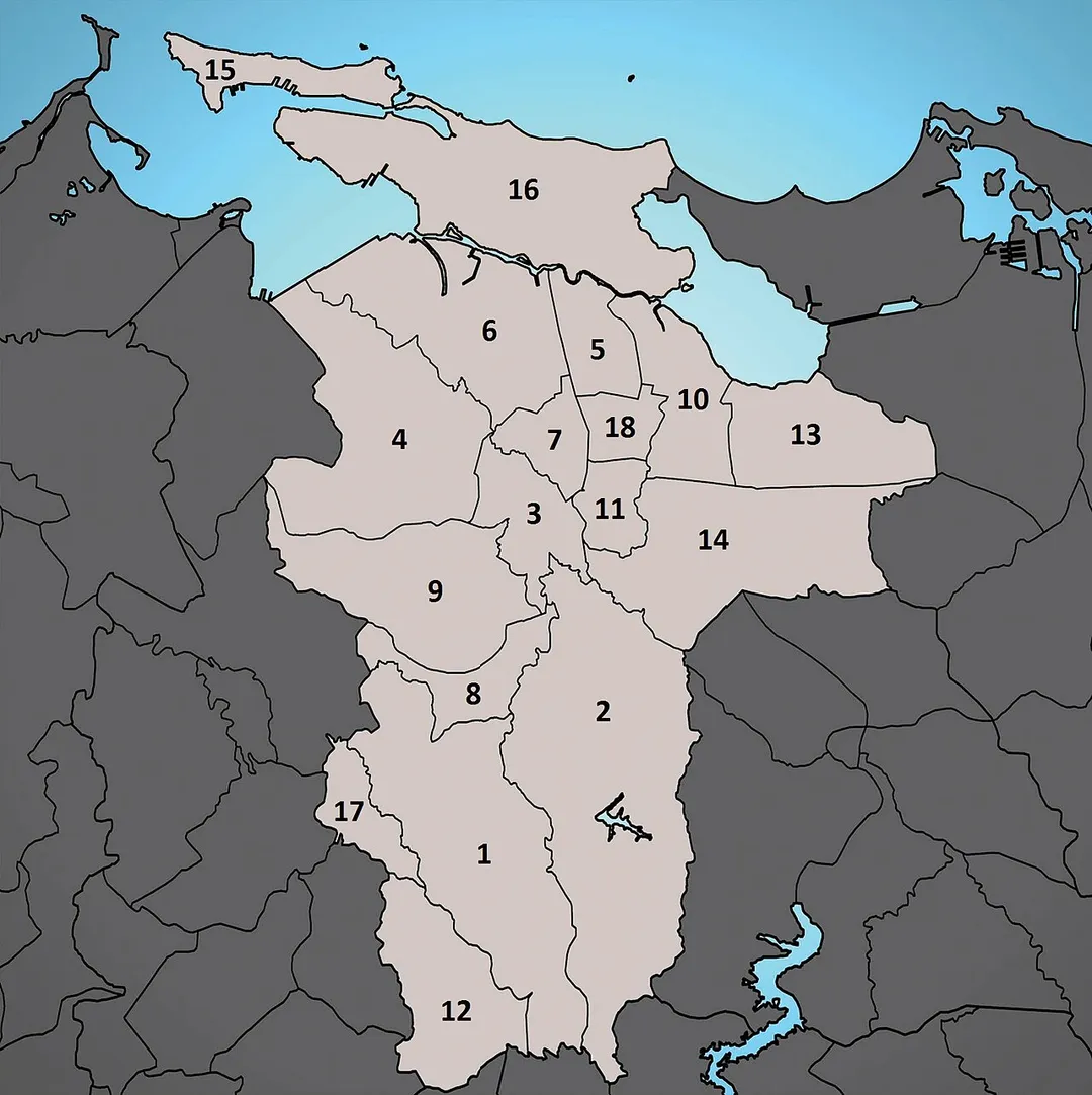 Map of districts of San Juan, Puerto Rico