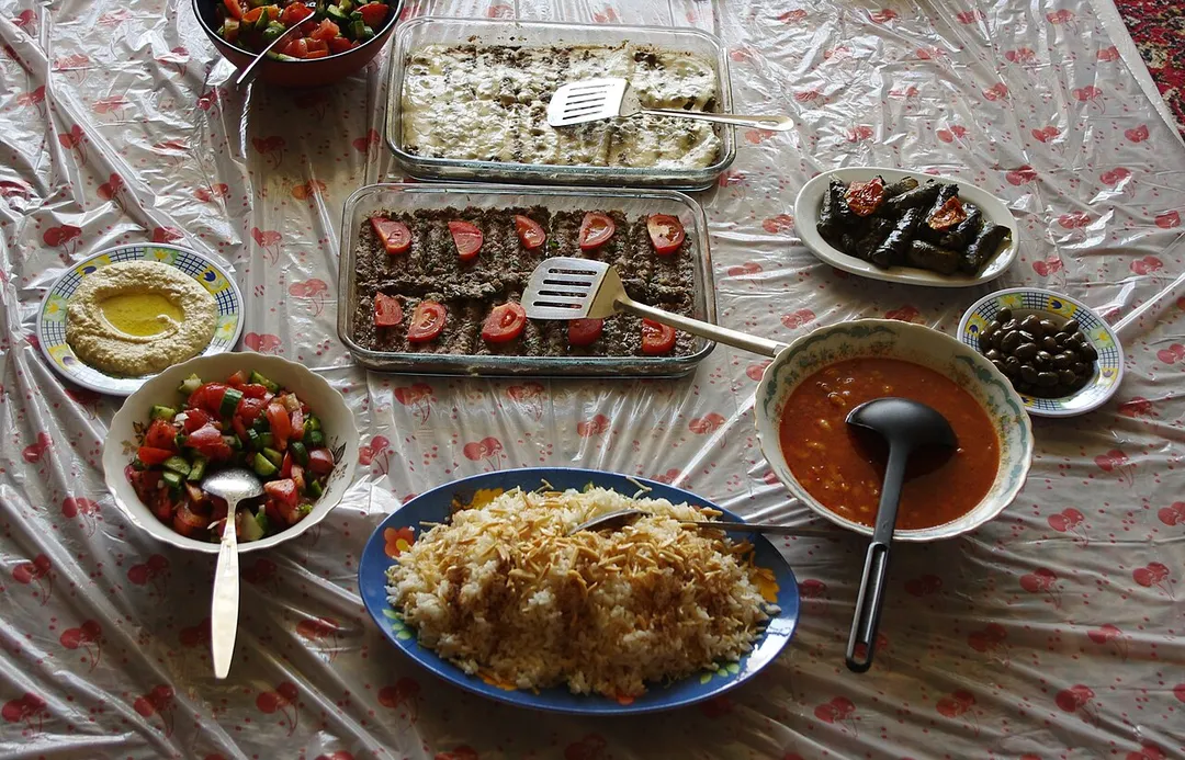 Druze cuisine at a restaurant in Majdal Shams