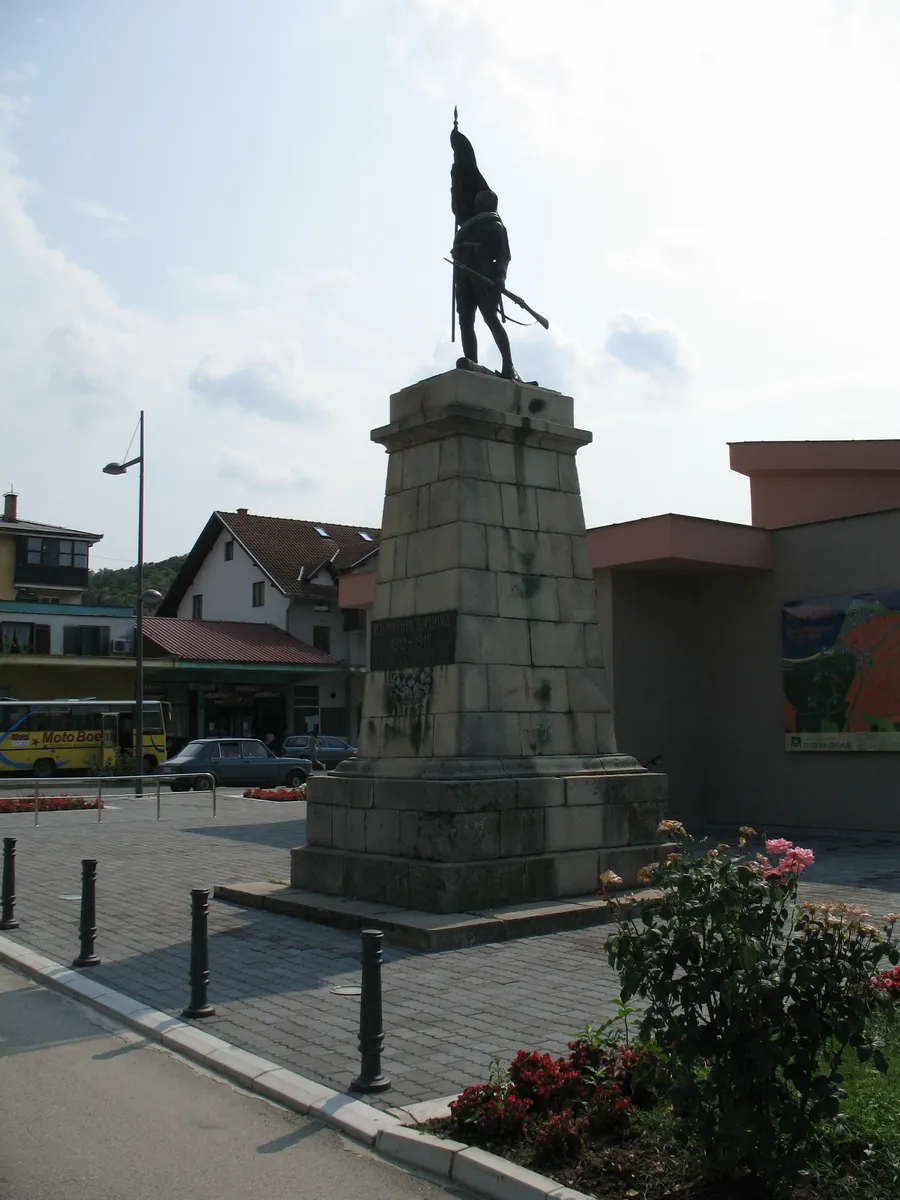 Monument to fighters from Liberation wars (1912-1918) in Donji Milanovac on Danube in Serbia
