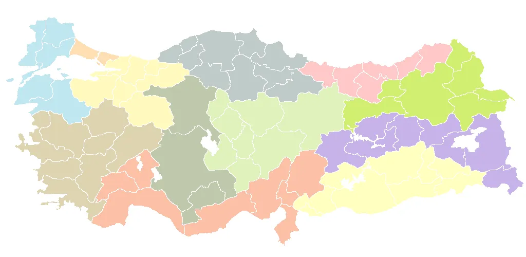 This map shows the first NUTS-level of the Turkish Republic