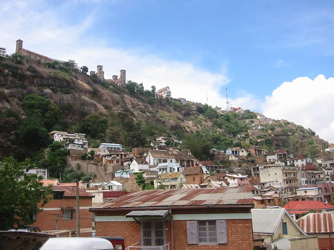 On the hilltop of Analamanga sit the ruins of the Rova, the royal compound of the Merina kings and queens, dominating the skyline of Antananarivo, Madagascar