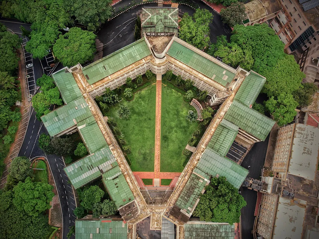 Aerial shot of Academic Block 1 also known as Quadrangle.