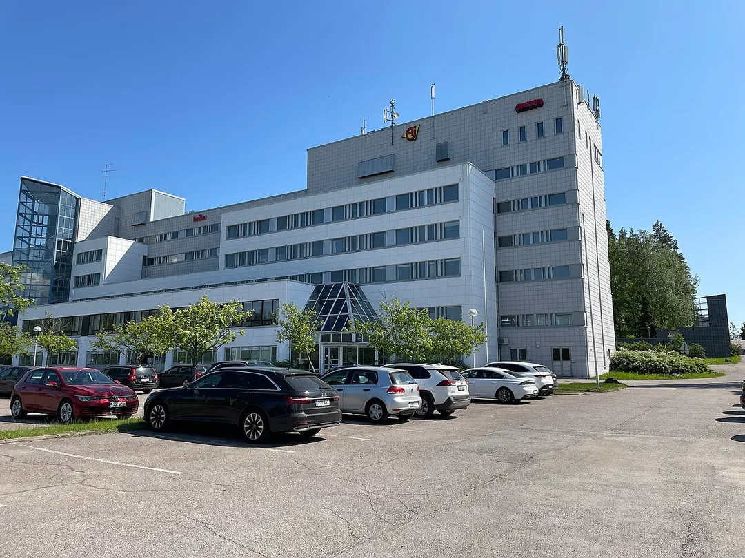 Office building at Sinimäentie 10, in the Mankkaa district of Espoo, next to Motorway 1 (Helsinki-Turku)