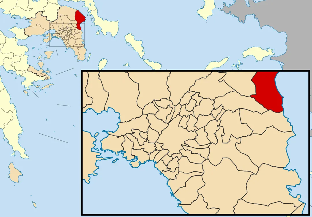 Locator map for Marathonas municipality in Greek region Attica (2011)