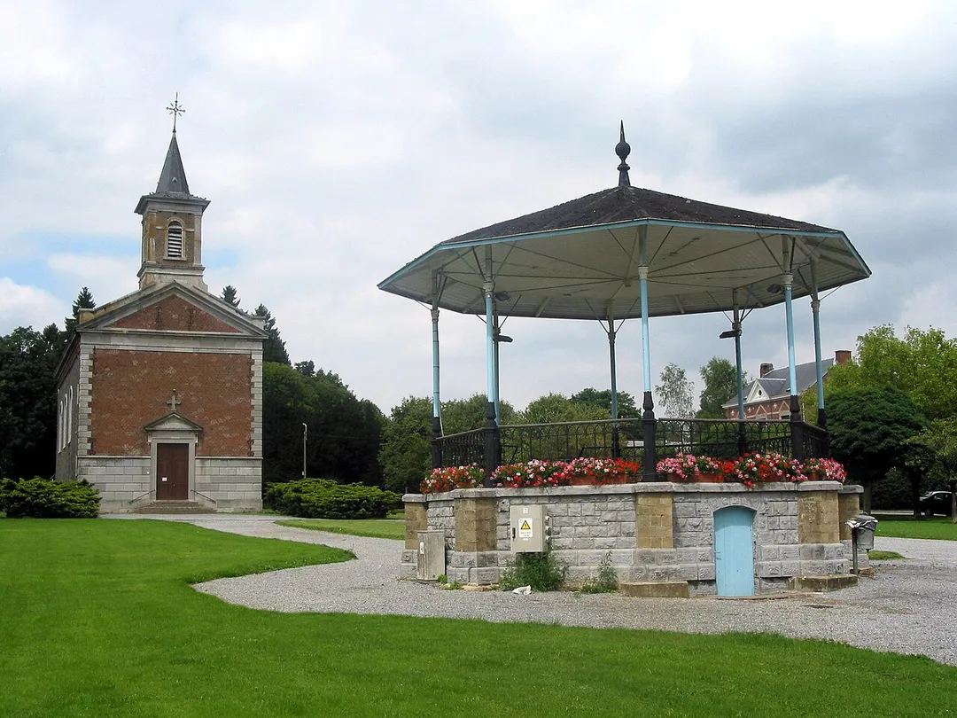 the church and the banstand, Marchin, Belgium