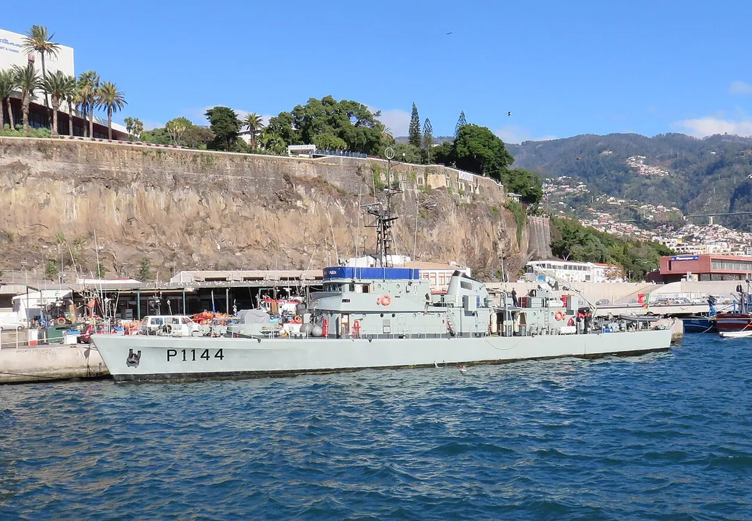 Cacine-class patrol vessel Cuanza moored in Funchal harbour