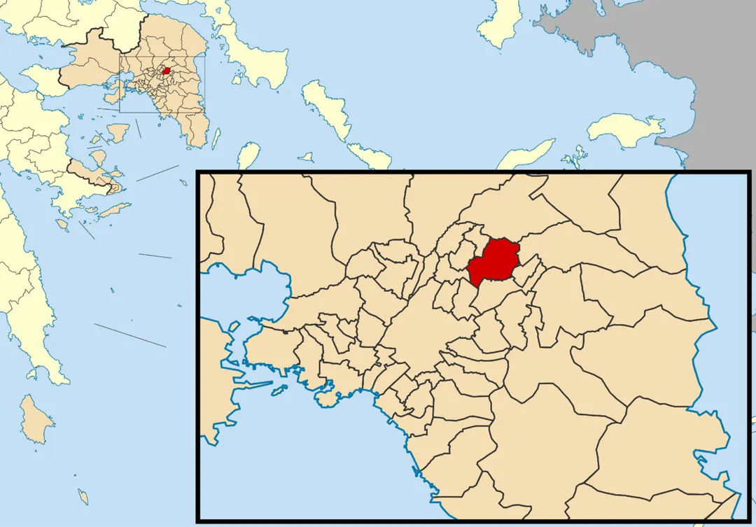 Locator map for Marousi municipality in Greek region Attica (2011)