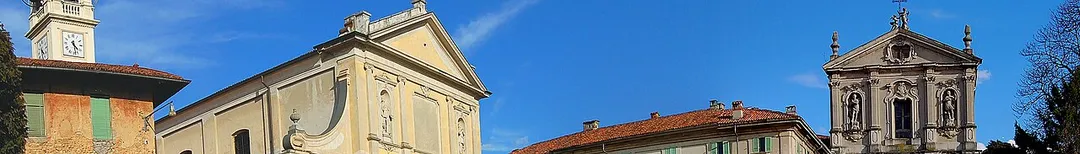 Meda (MB) 45.664746,9.155034. Panorama del monastero di S. Vittore e della piazza antistante. Brianza