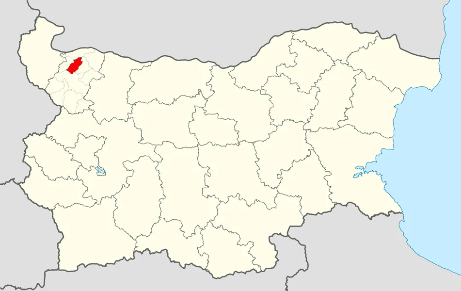 Location map of Medkovets Municipality within Bulgaria and Montana Province.