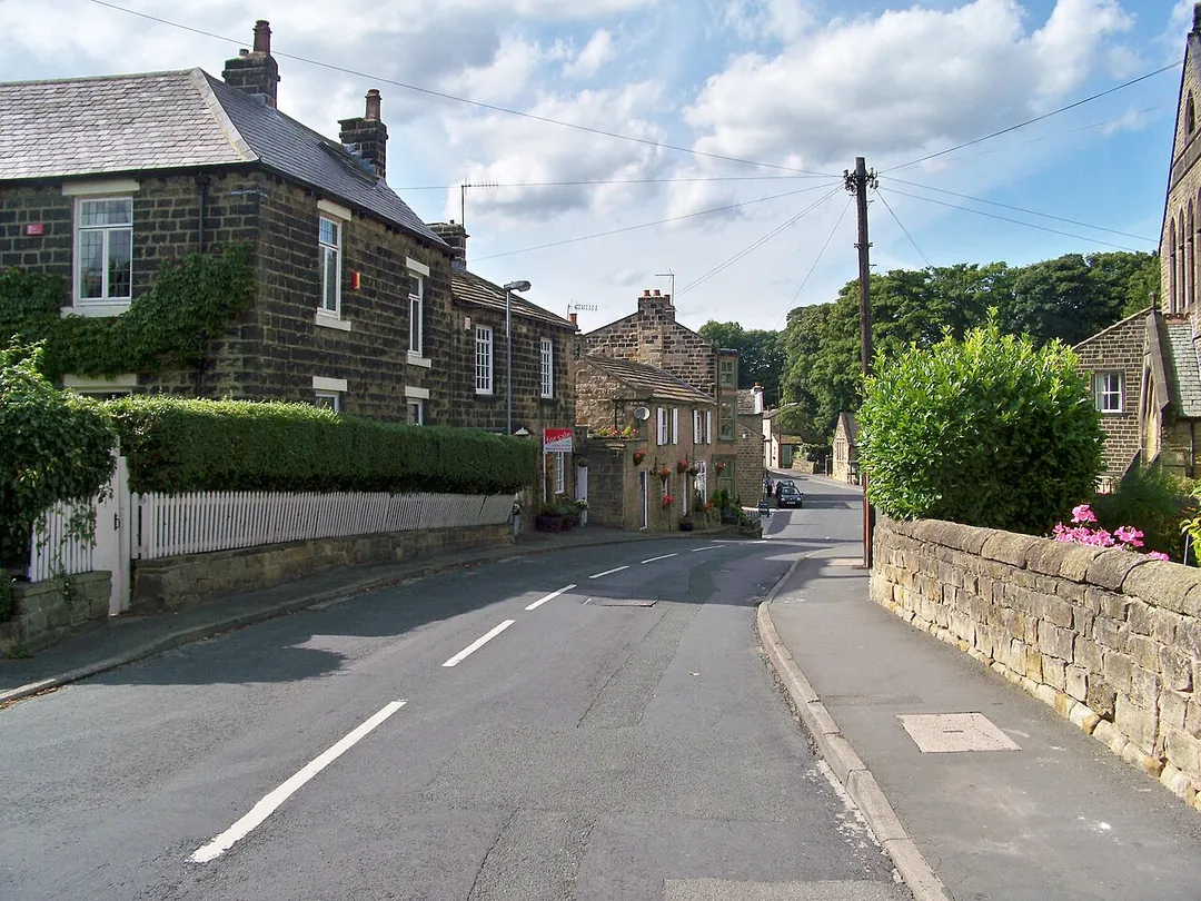 Main Street, Menston, West Yorkshire looking West.  The photograph was taken on the afternoon of Saturday 22nd August 2009.