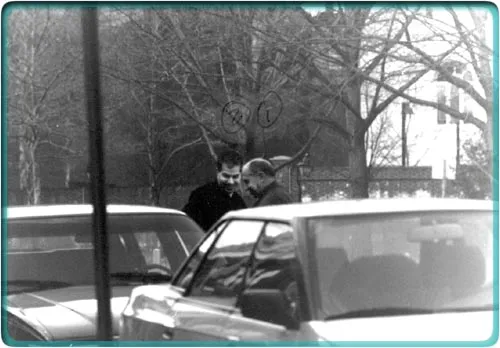 Tommy "Horsehead" Scafidi talks to former mob boss John Stanfa in an FBI surveillance photo introduced during the Merlino Trial.