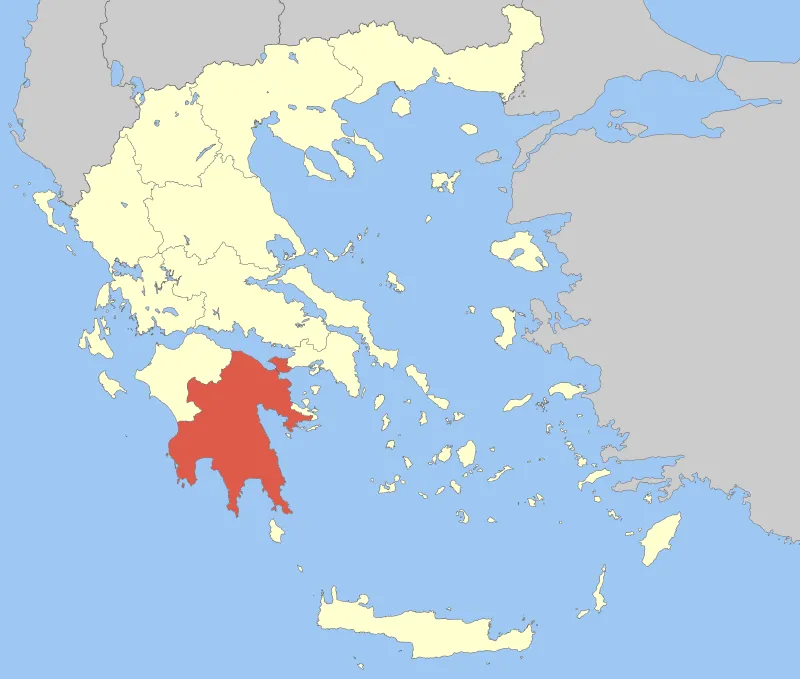 Locator Map of Peloponnese Periphery, Greece