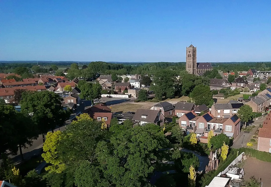 Aerial view of the Dutch town Mill.