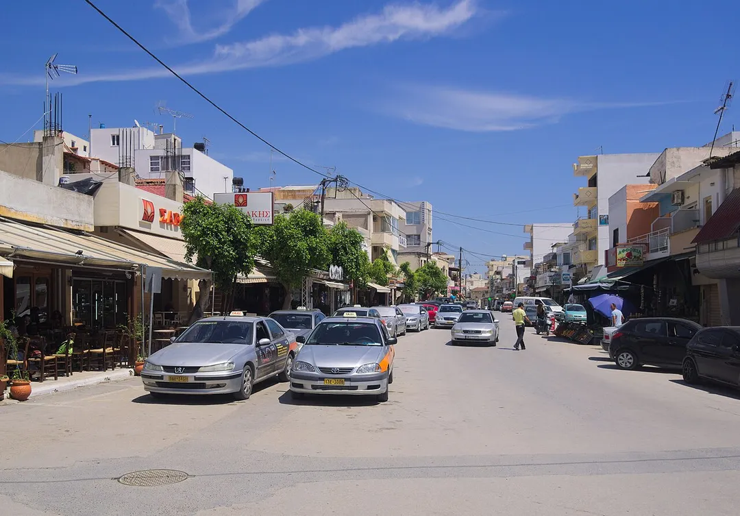 The centre of Moires, along 25th March street, Crete.