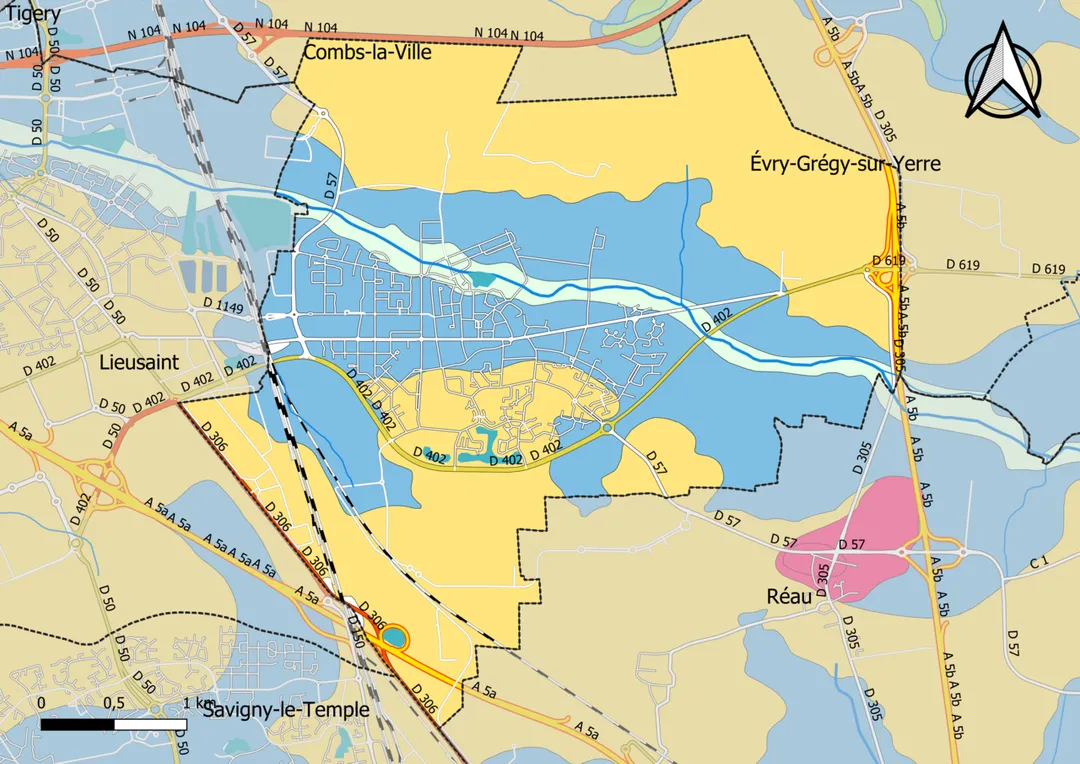 Carte géologique de la commune de Moissy-Cramayel dans le département de Seine-et-Marne (France)