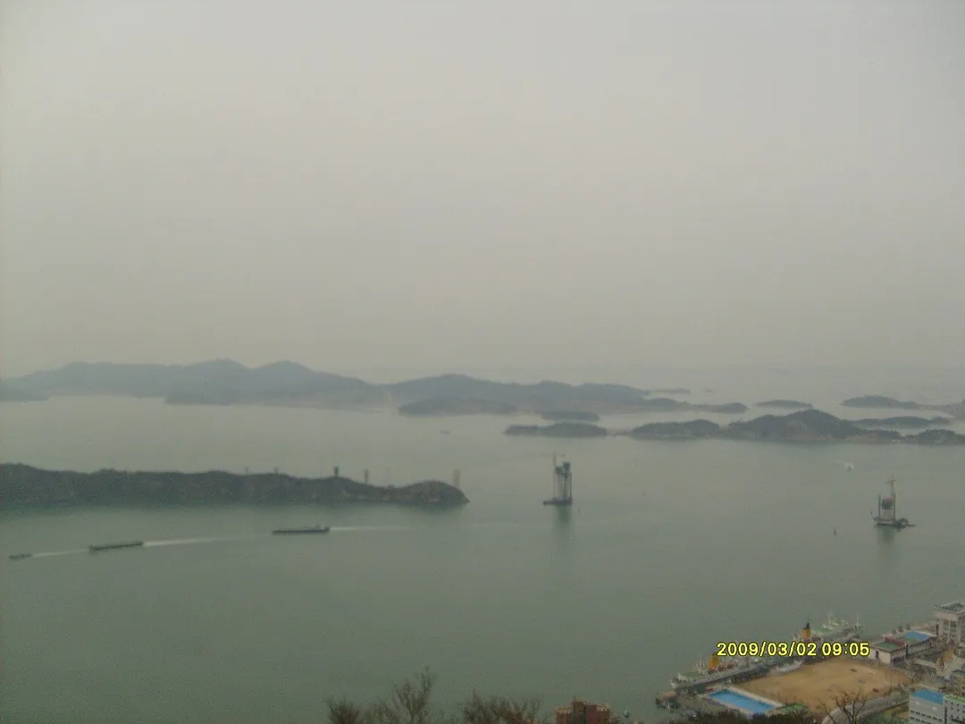 Taken at the top of Mt. Yudal in Mokpo, South Korea it shows the islands in Yellow sea including Sinan County, Jeollanam-do