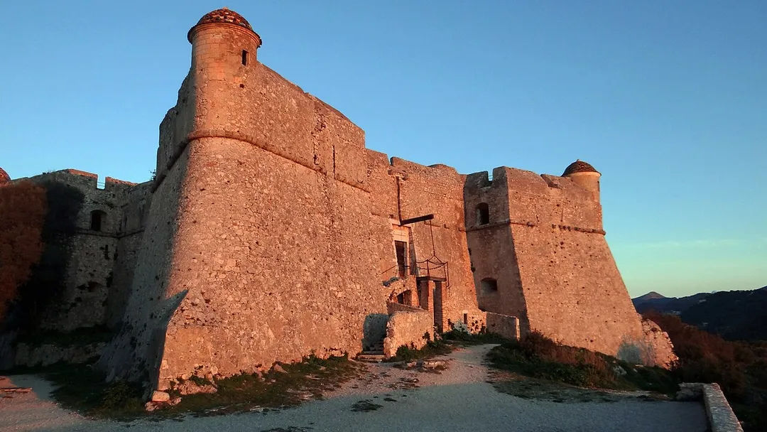 The Fort of Mont Alban in Nice (France); The east face at sunrise.