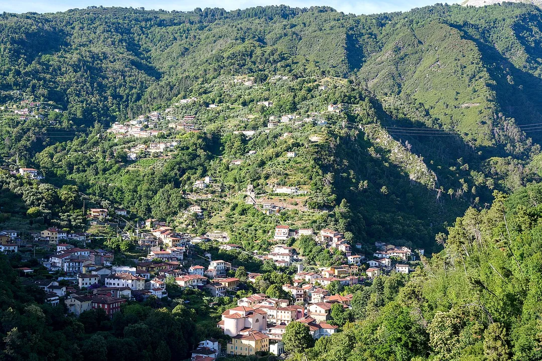 Panorama of Montignoso (Piazza), Tuscany, Italy