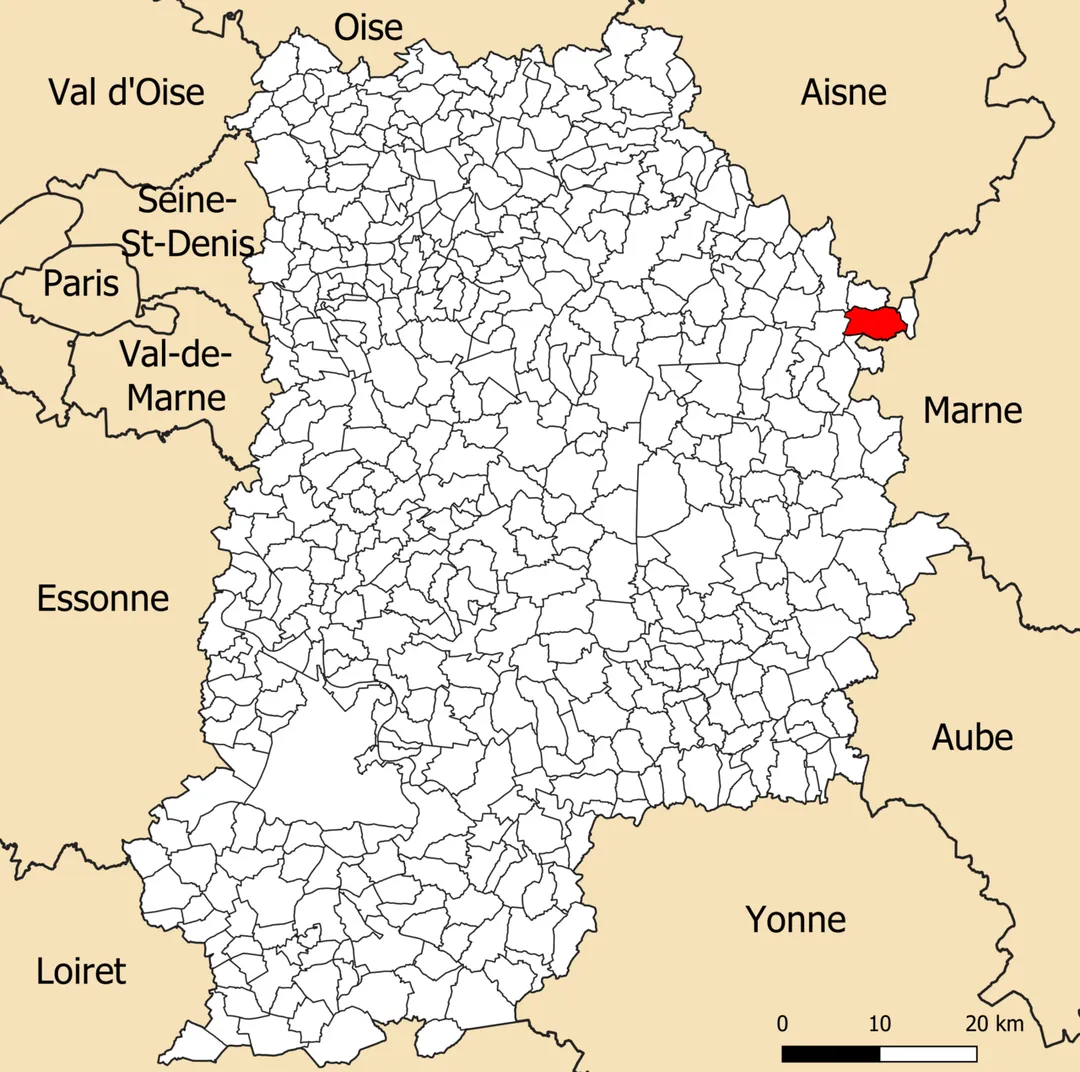Localisation de la commune de Montolivet dans le département de Seine-et-Marne (France)